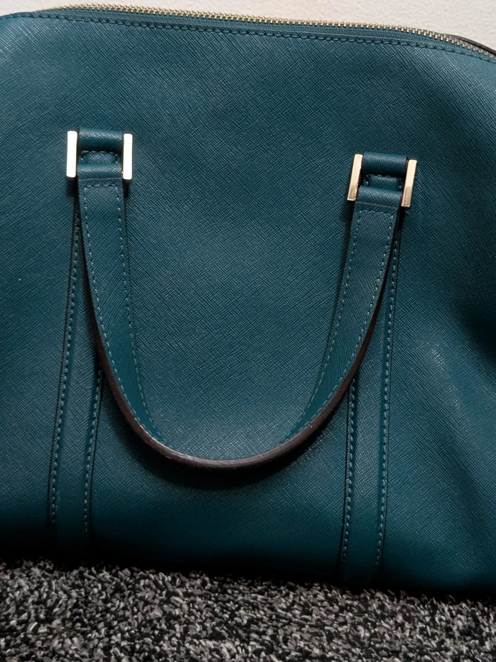 kate spade deep teal dome satchel with gold-tone accents